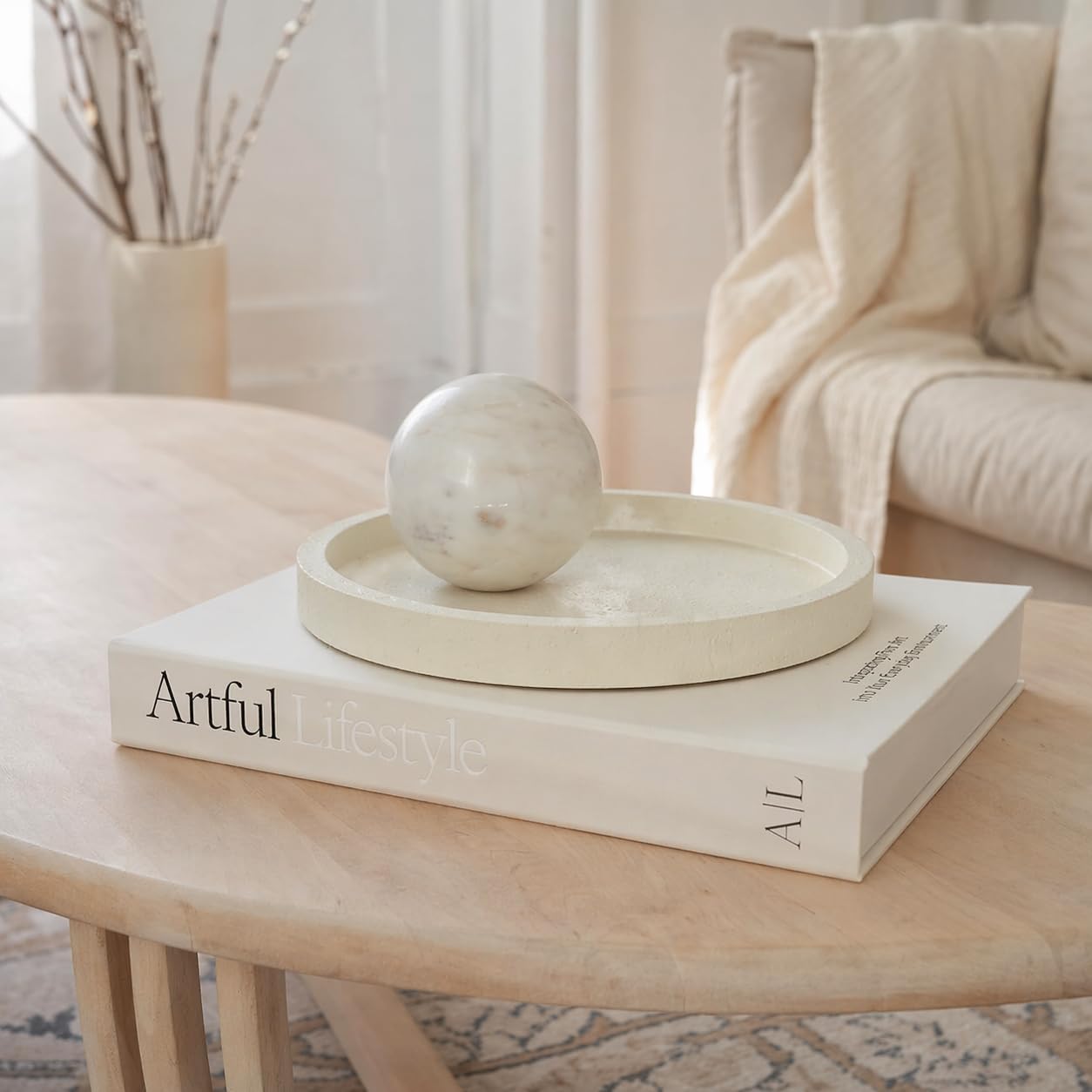 Decorative Trays / White Round Tray / CREAM WHITE