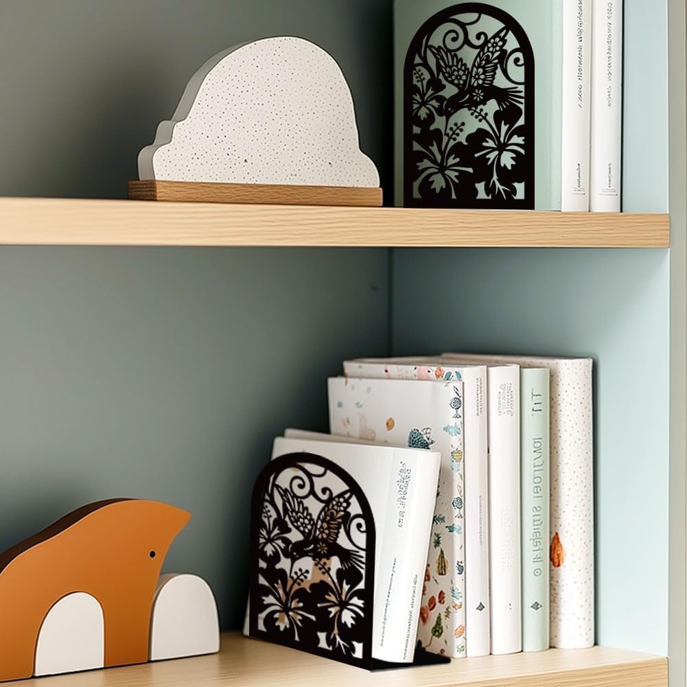 Metal Bookends / Book Ends for Heavy Books / Hummingbird
