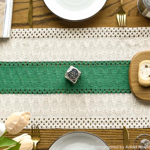 Artoid Mode Emerald Green Farmhouse Rustic Table Runner 12x60 Inch