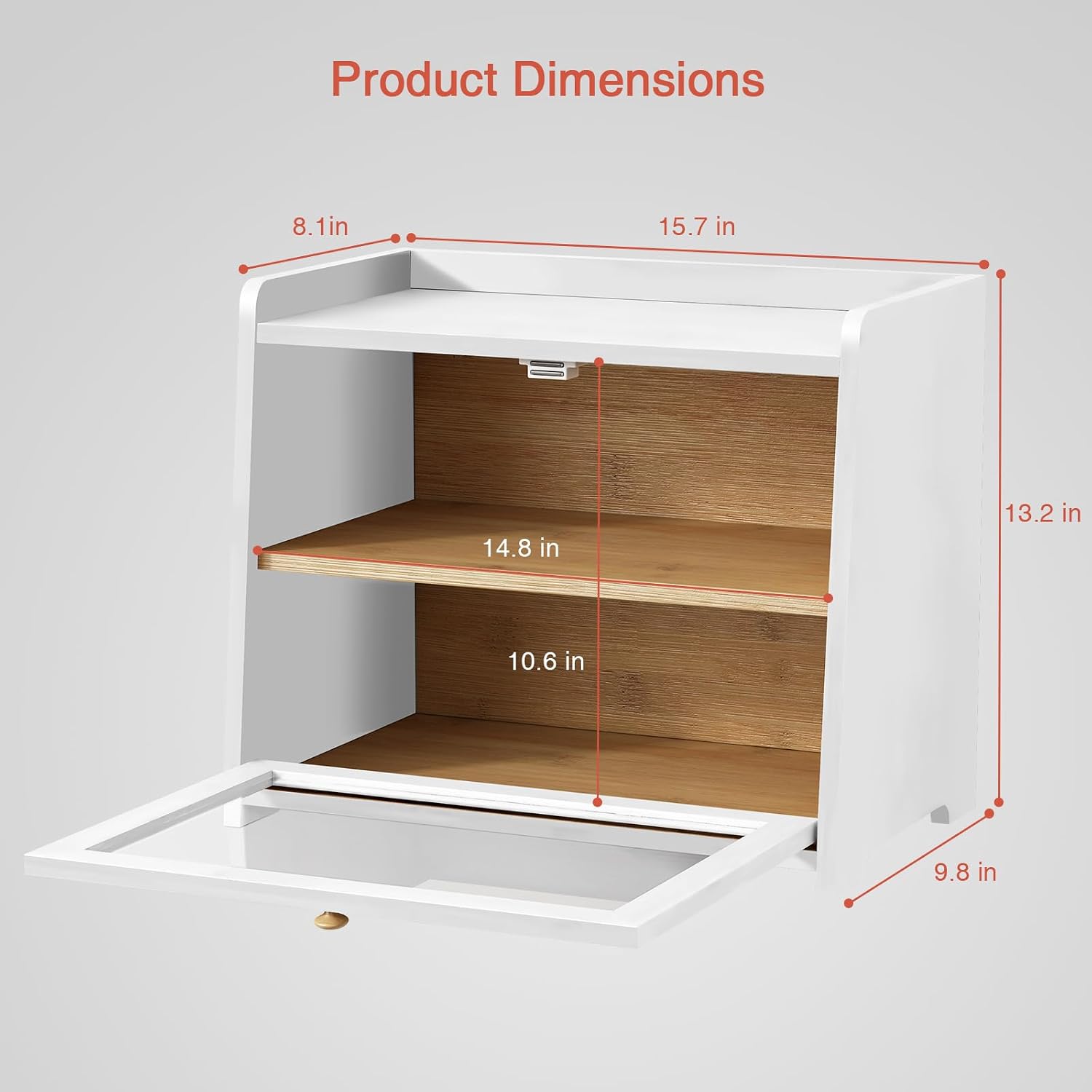 Goozii White Double Layer Bread Box for Kitchen Countertop, 2 Tier Counter Breadbox for Homemade Bread, Large Bread