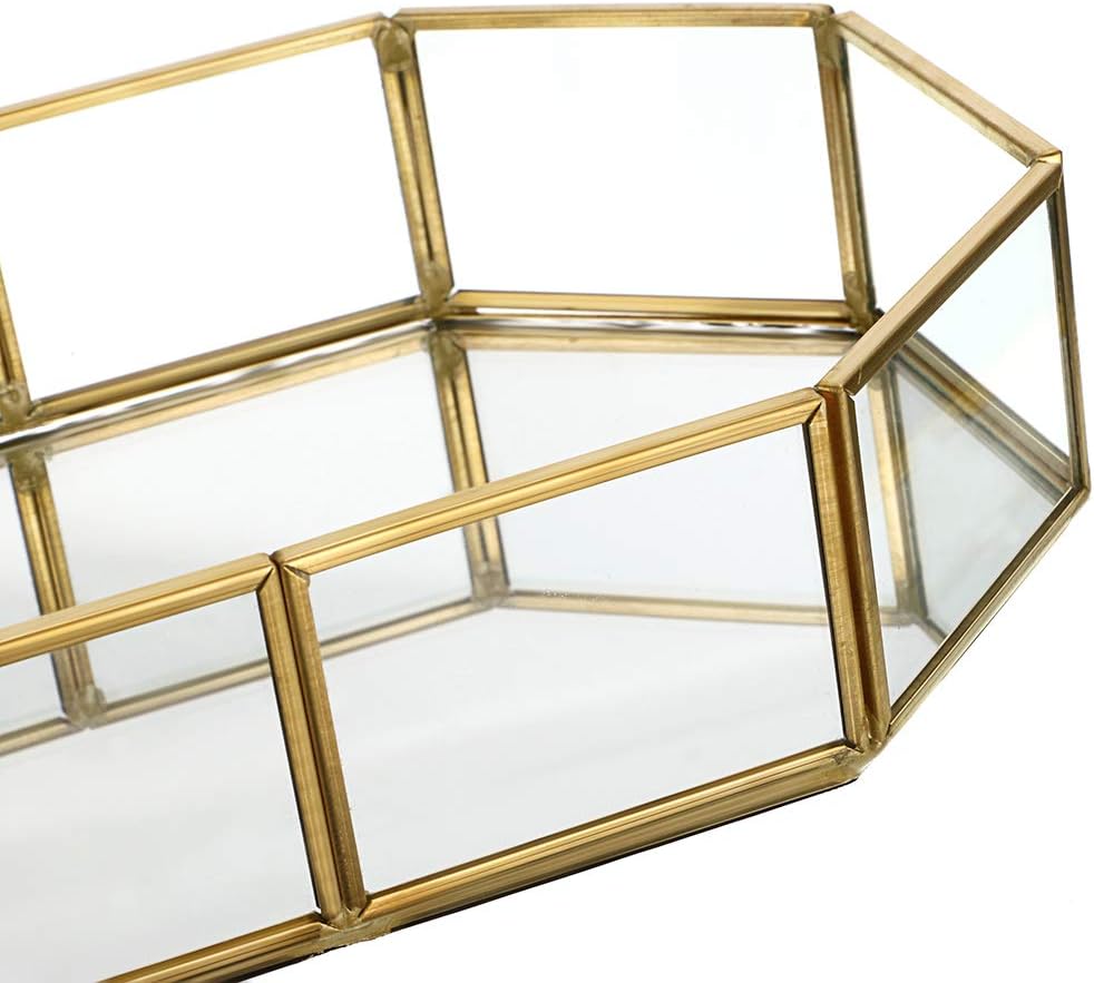 Mirror Glass Vanity Tray / 8 x 5.7 x 1.8 / Gold