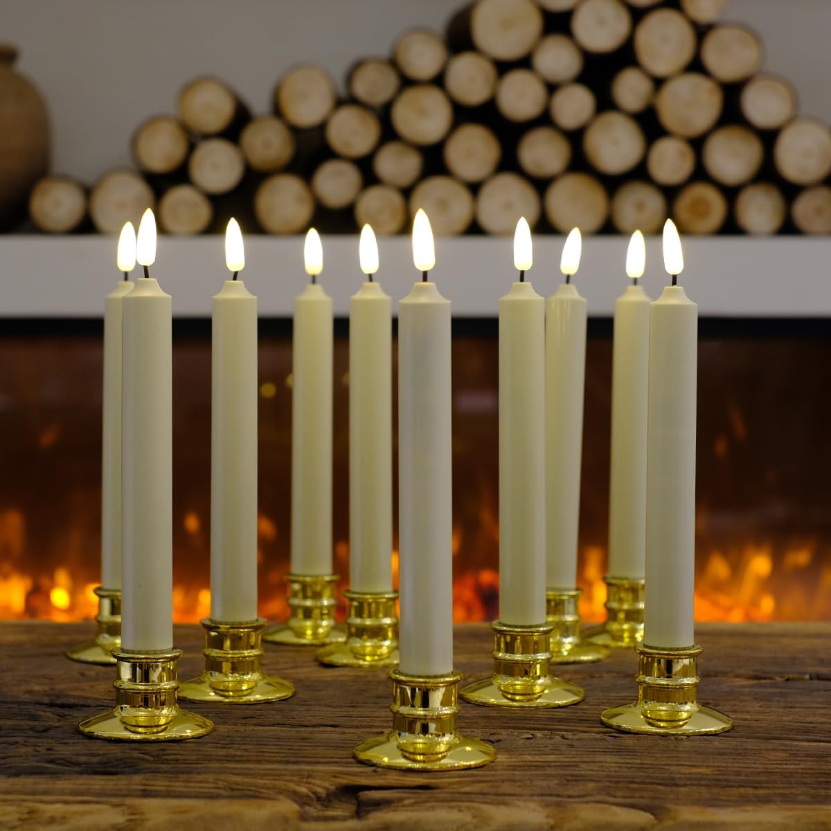 10 Pack Window Candles +20 AA Batteries(Include,Run More Than 400 Hours) + Candleholders + Suction Cups+ 2 Remote. 8''