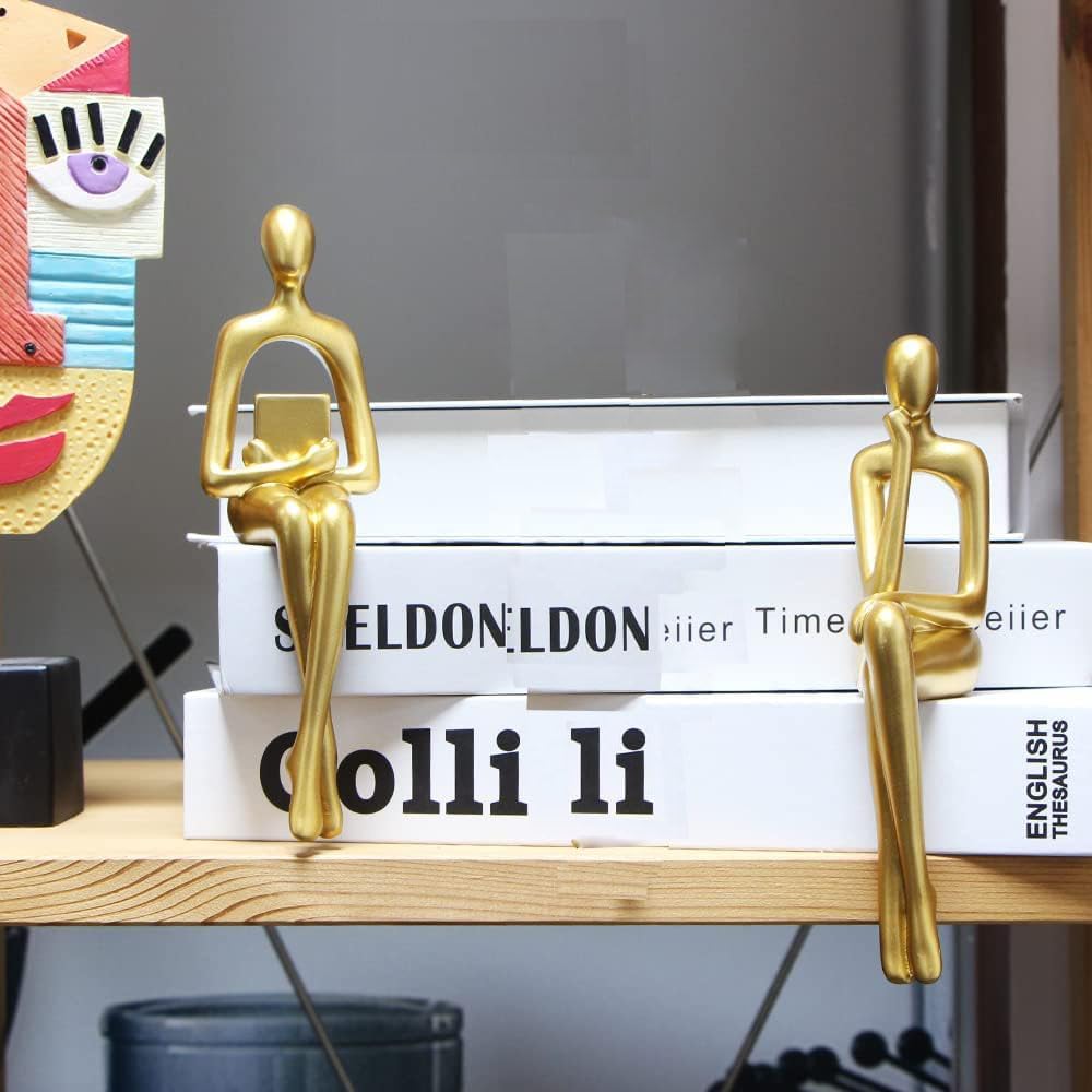 Home Decor Thinker Statue Accents / Gold / Small / Set of 3