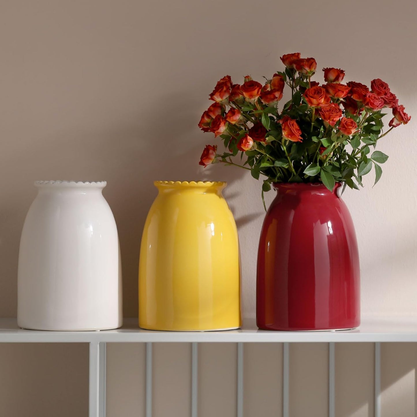 Modern Vases / Red Flower Vase- Ceramic Vase for Decor / Red-8.5inch