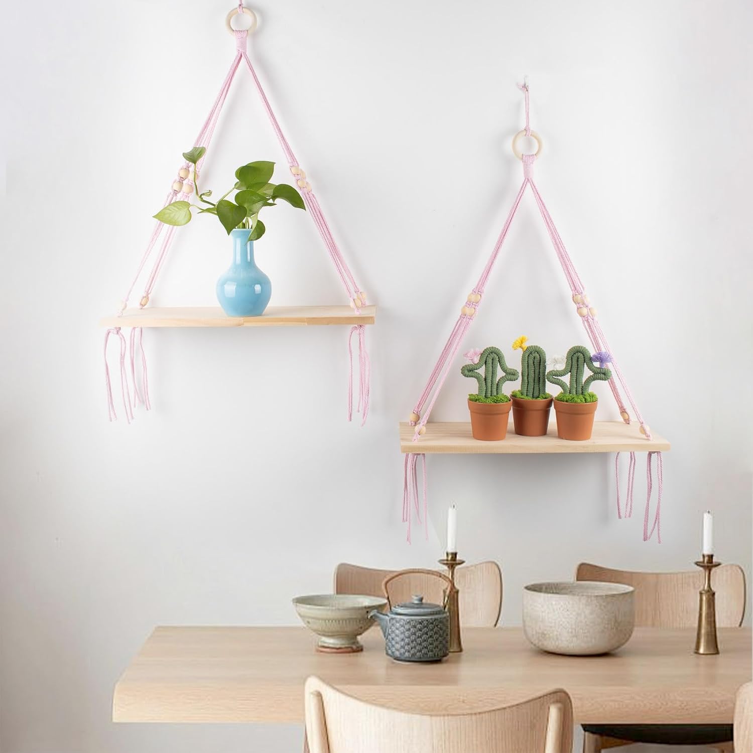Bohemian Display Floating Shelves / Pink / Set of 2