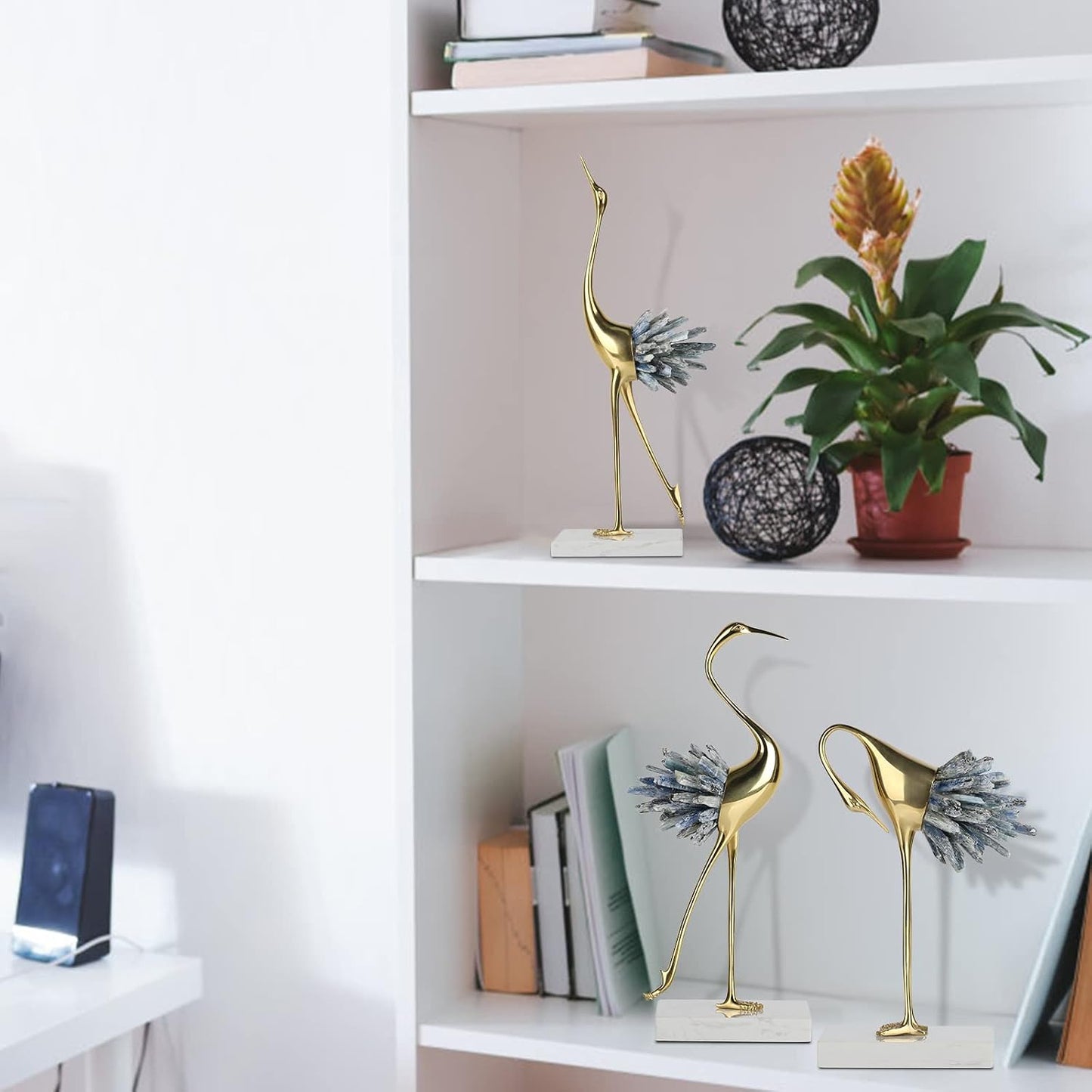 Brass Birds Statues / A / Blue