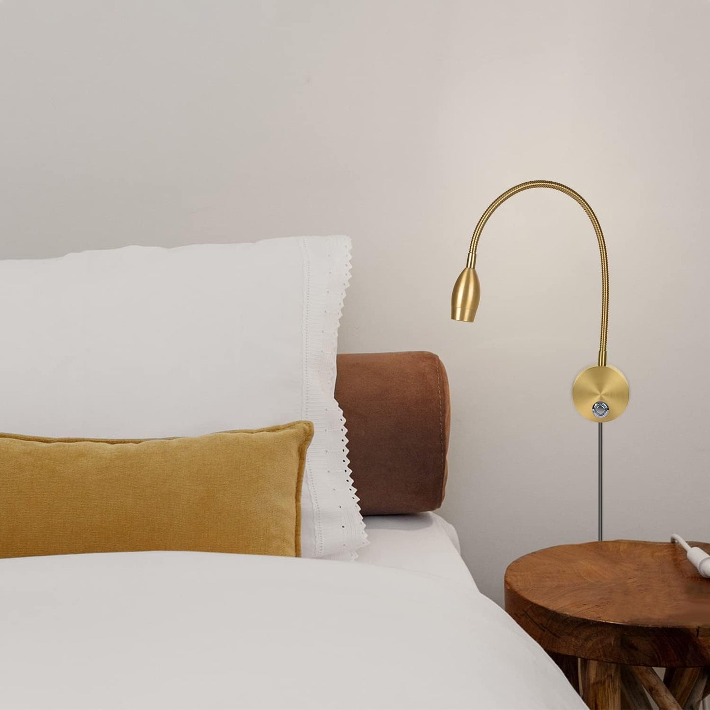 Adust Bedside Reading Light, Bedroom Reading Lamp, 3W LED Touch Dimmable Brightness Minimalist Wall Headboard Reading