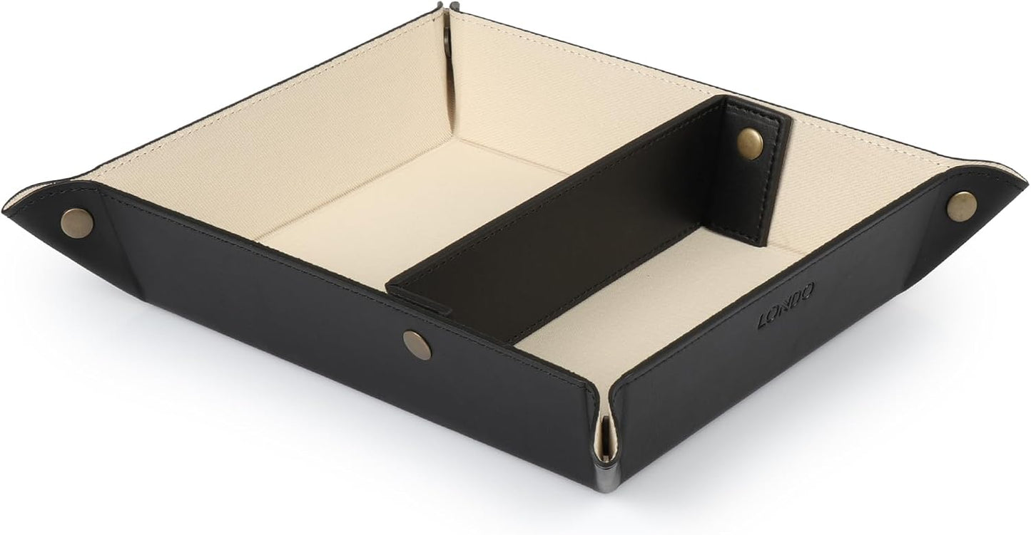 Londo Leather Tray Organizer - Practical Lightweight Water Resistant Computer Table Desk Storage Box for Wallets