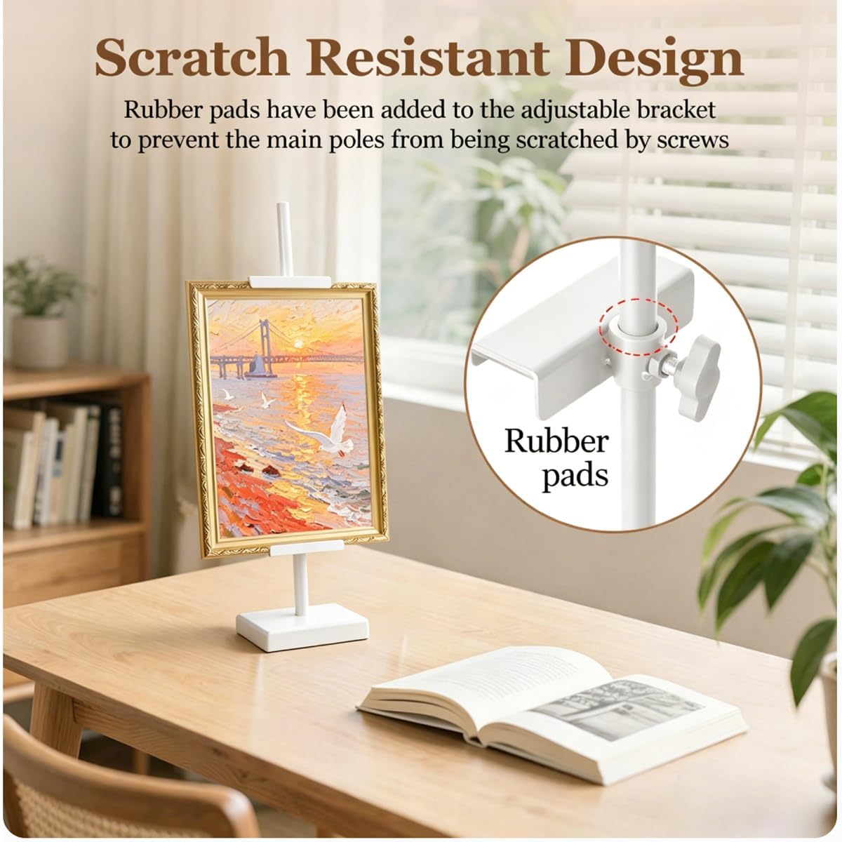 18'' Adjustable Tabletop Easel Stand, White Easel for Display | Steady and Elegant Picture Easels for Display, Picture