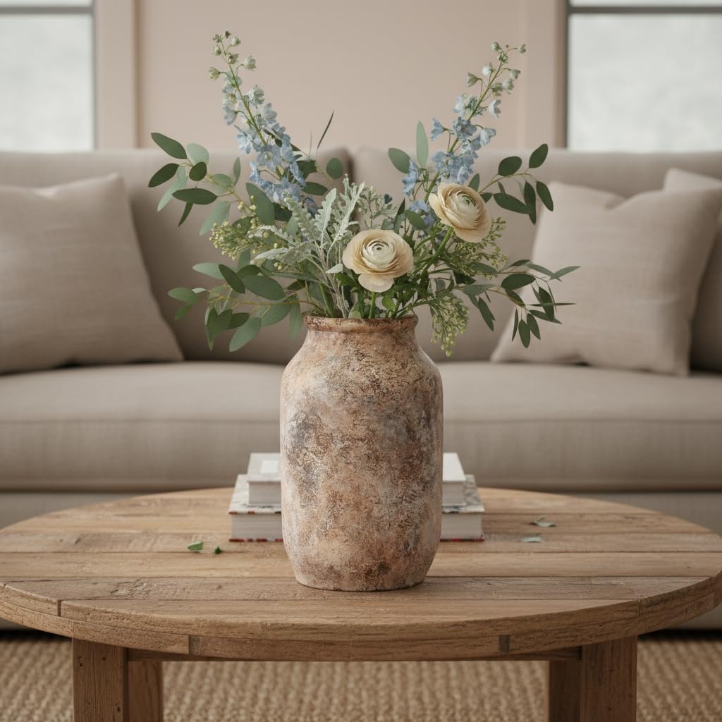 Rustic Terracotta Vase / Orange / 9 Inch