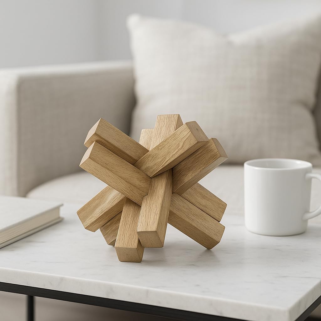 Modern Jacks Sculpture Decorative Wooden Accent / 6.0" H / Brown
