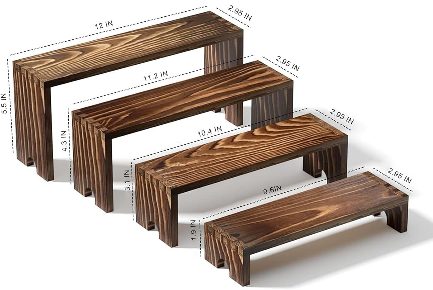 Large Stackable Wooden Cupcake Stand Tiered Riser Display Stands for Vendor / Dark Brown / Set of 2