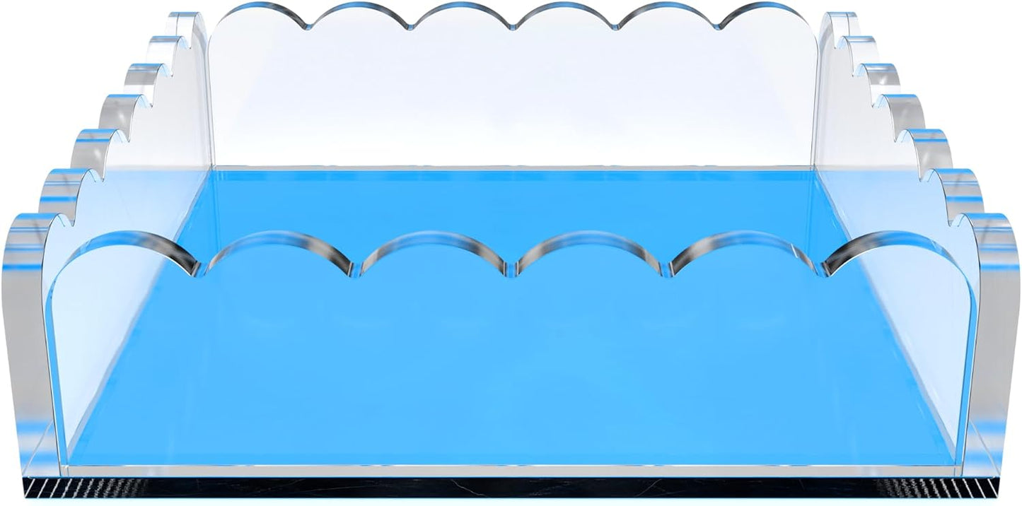 Scalloped Acrylic Tray / Blue / 8 x 8