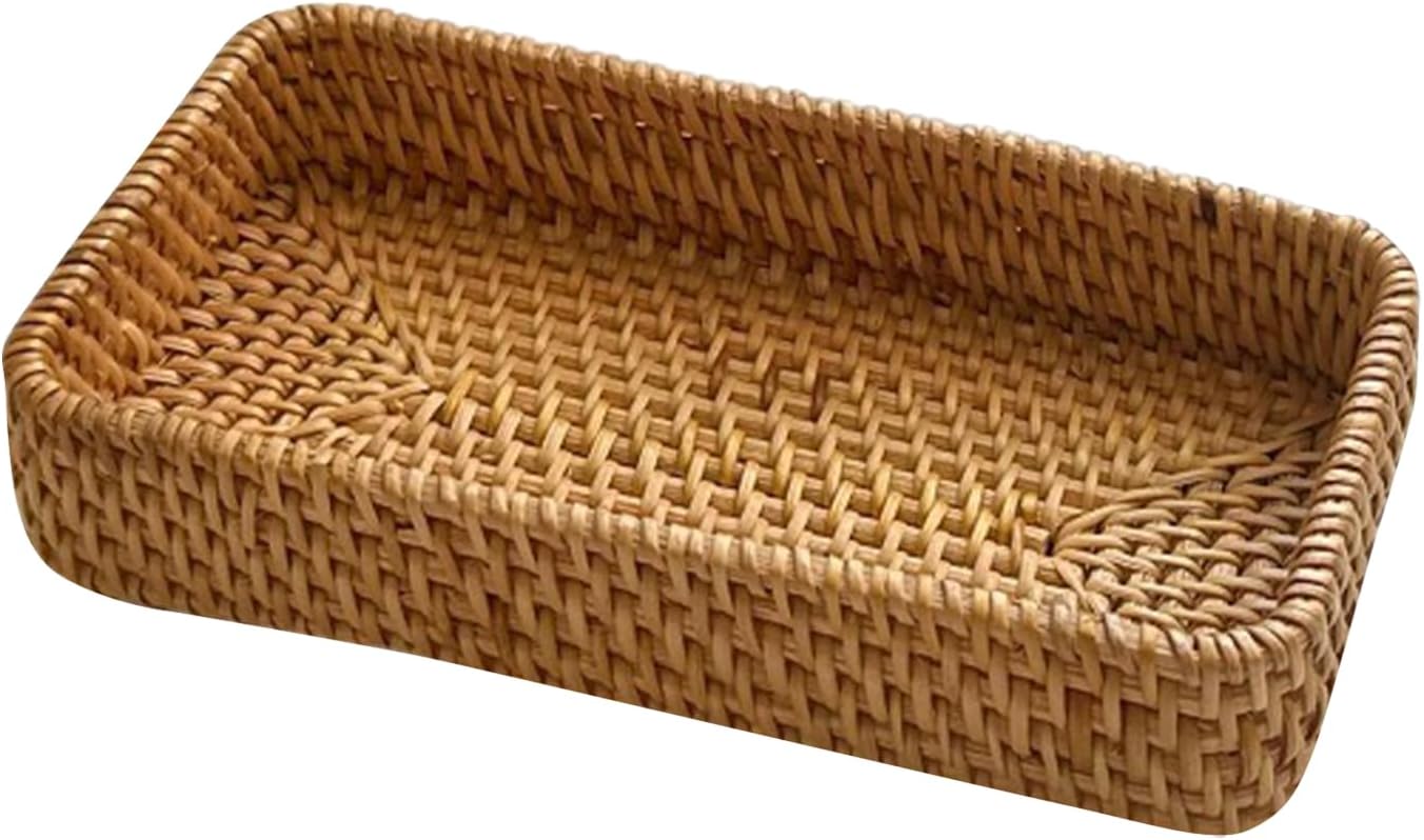 Rattan Bathroom Vanity Tray / Brown