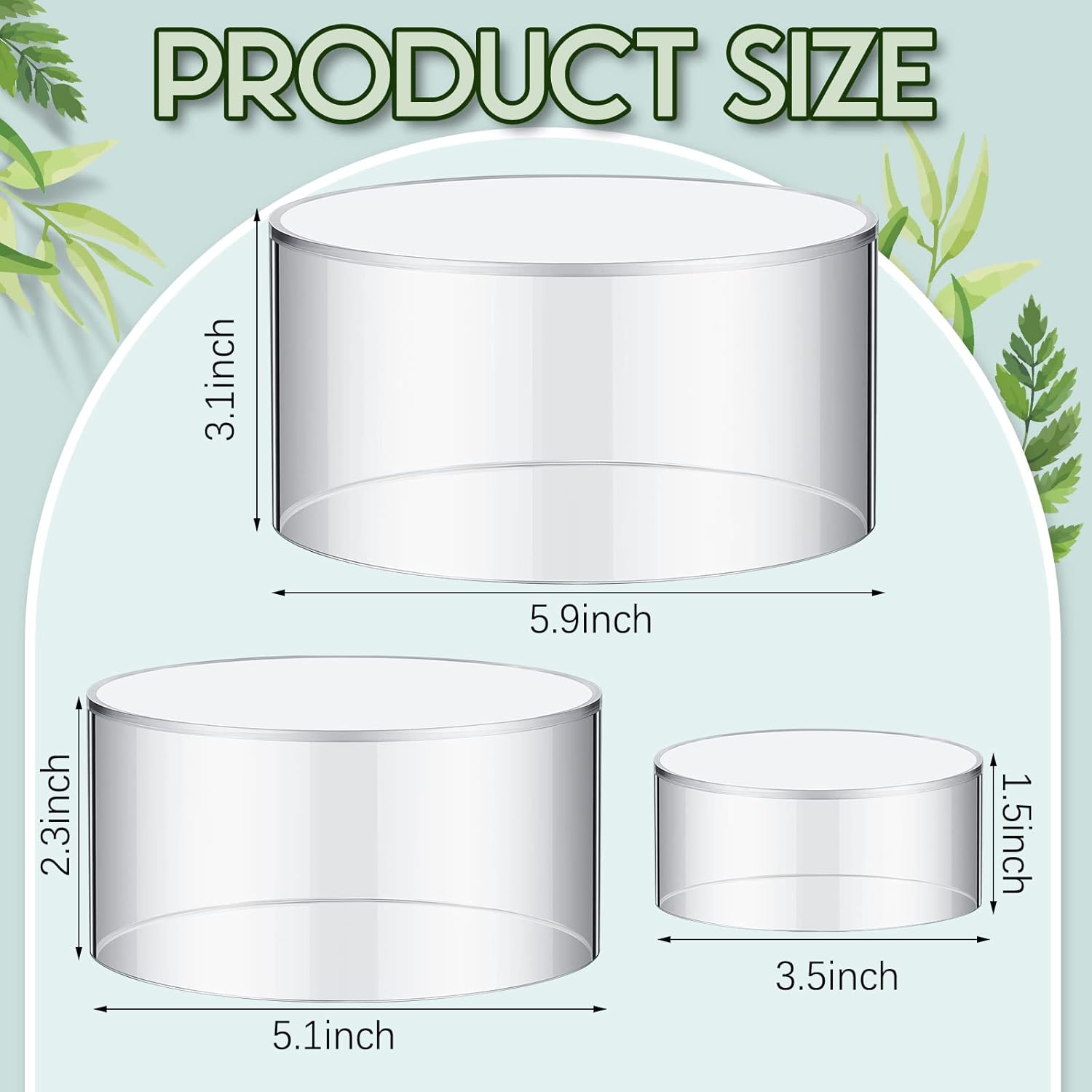 Acrylic Risers Display Stands / Round / Clear / Set of 6