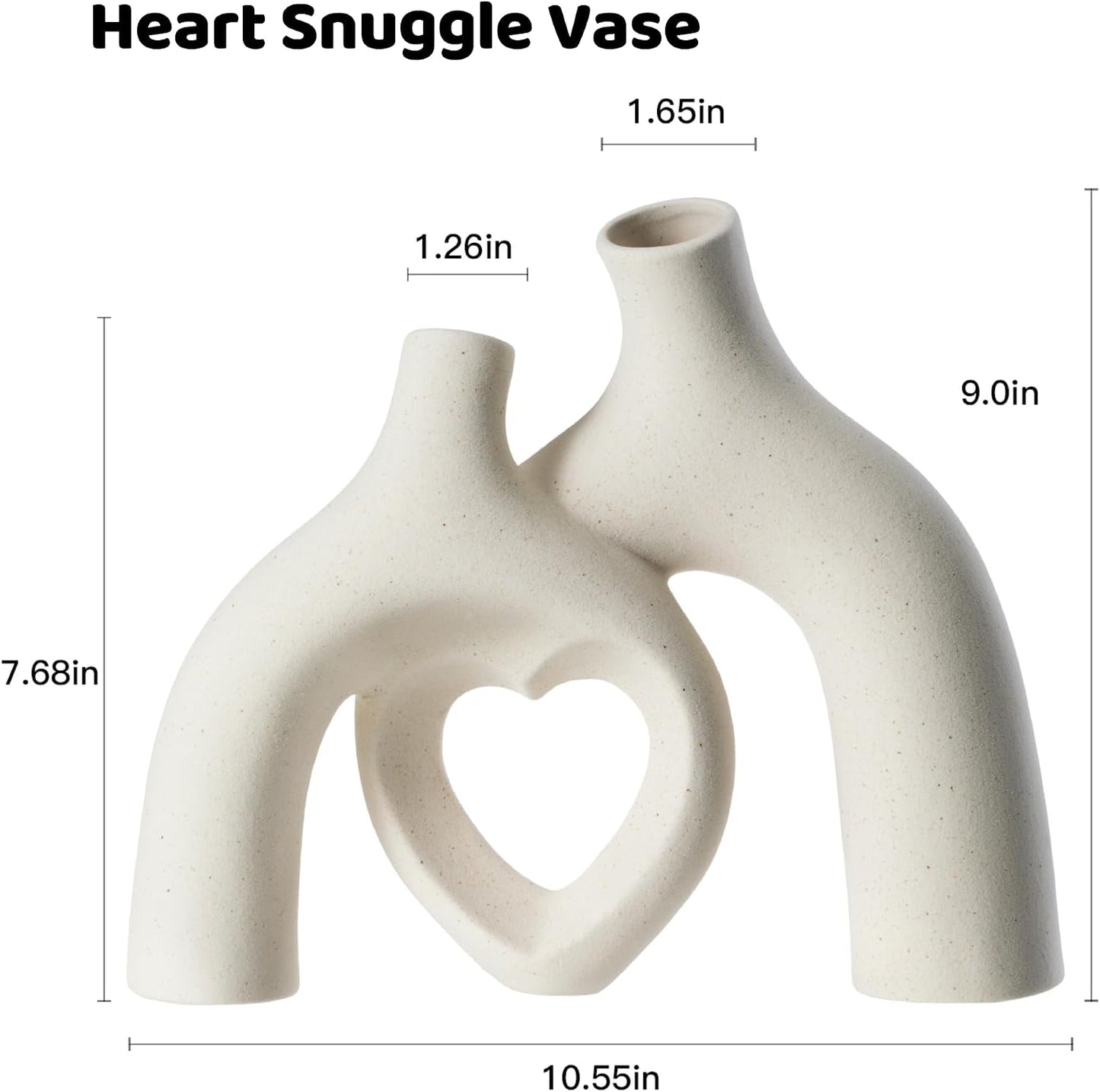 Snuggle Hollow Hug Donut Ceramic Vase / Heart - Beige / 8.3 Inch