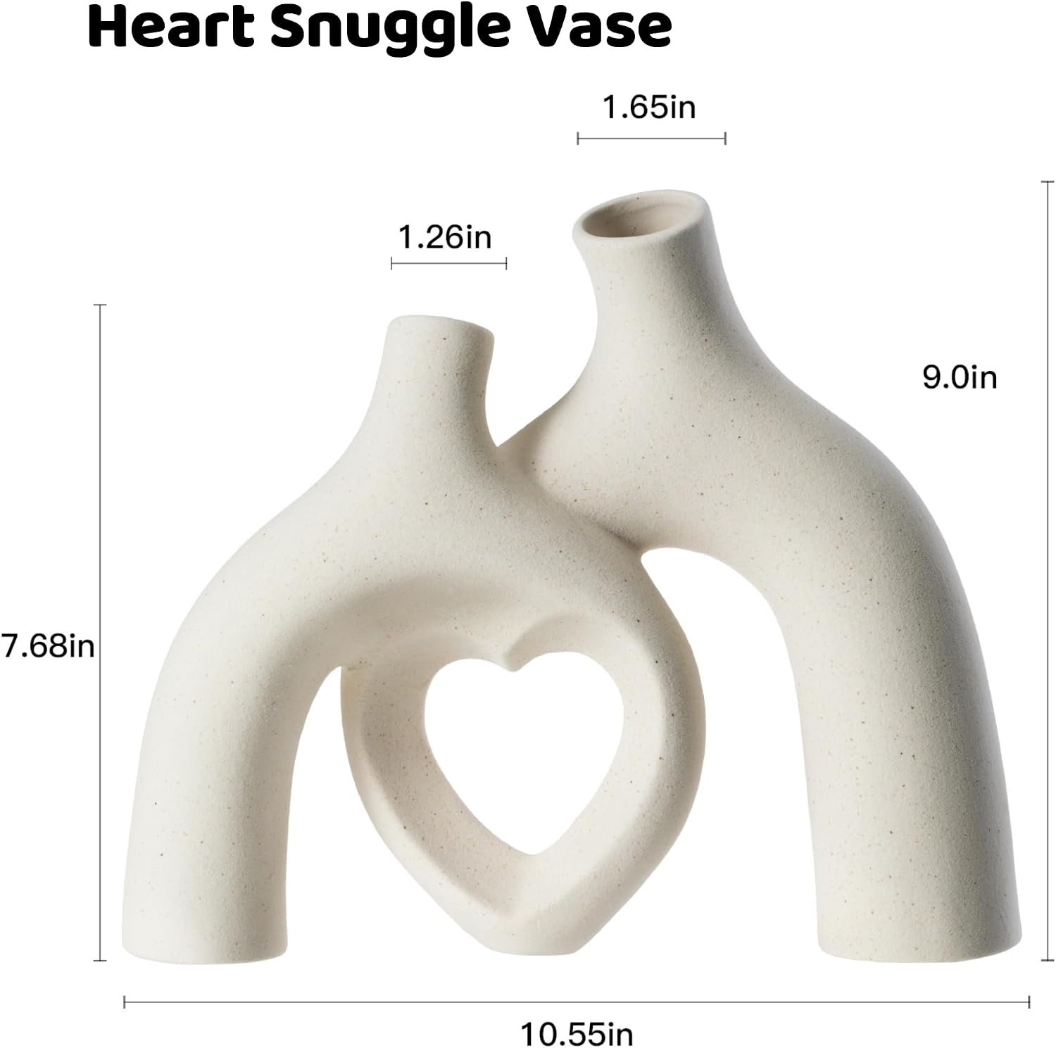 Snuggle Hollow Hug Donut Ceramic Vase / Heart - Beige / 8.3 Inch