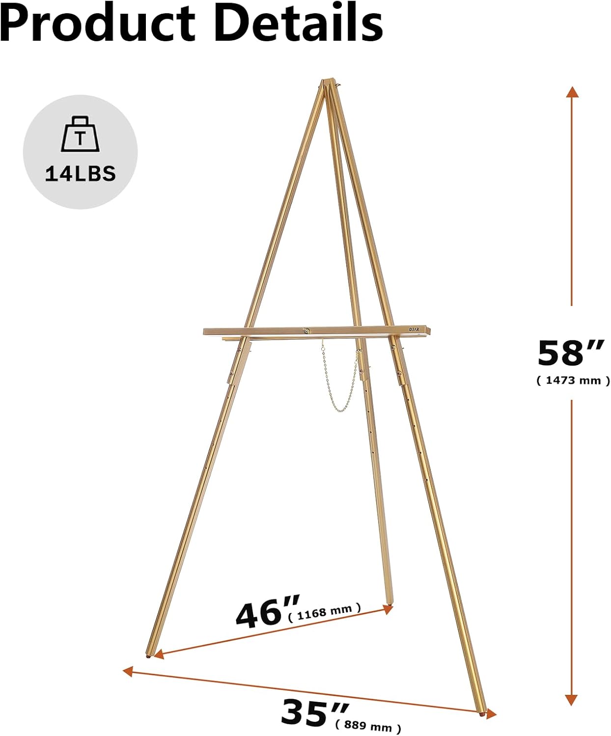 DJAR 3 Pcs 63" Adjustable Wooden Display Easel Stand for Sign | Dual-Use Design, Natural Pine Wood, Ideal for Wedding