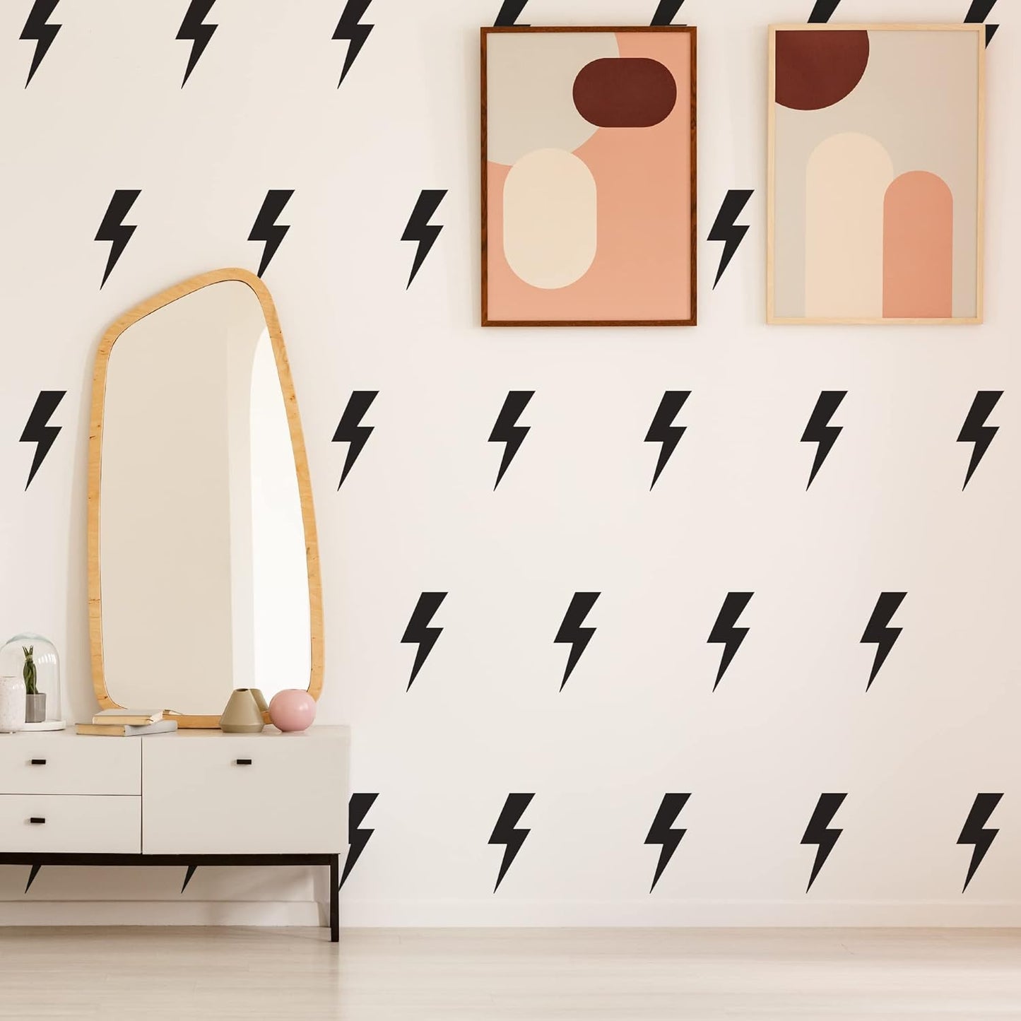Peel and Stick Modern Thunder Stickers for Teens Boys Girls Students / Black