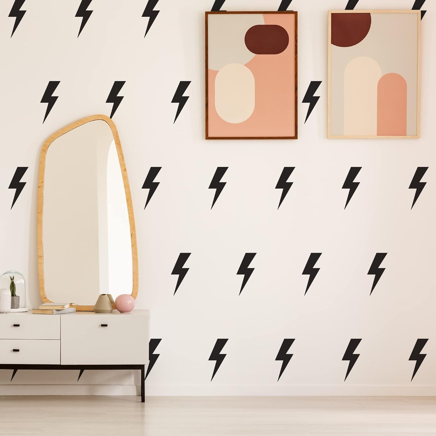Peel and Stick Modern Thunder Stickers for Teens Boys Girls Students / Black