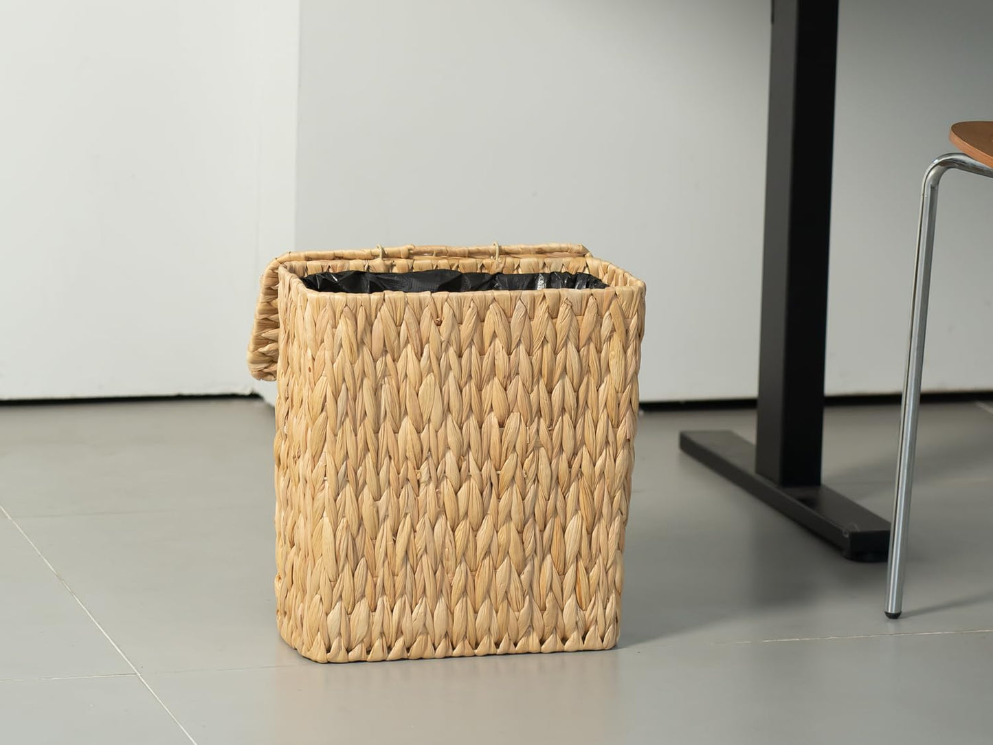 Wicker Waste Basket / Water Hyacinth / Natural