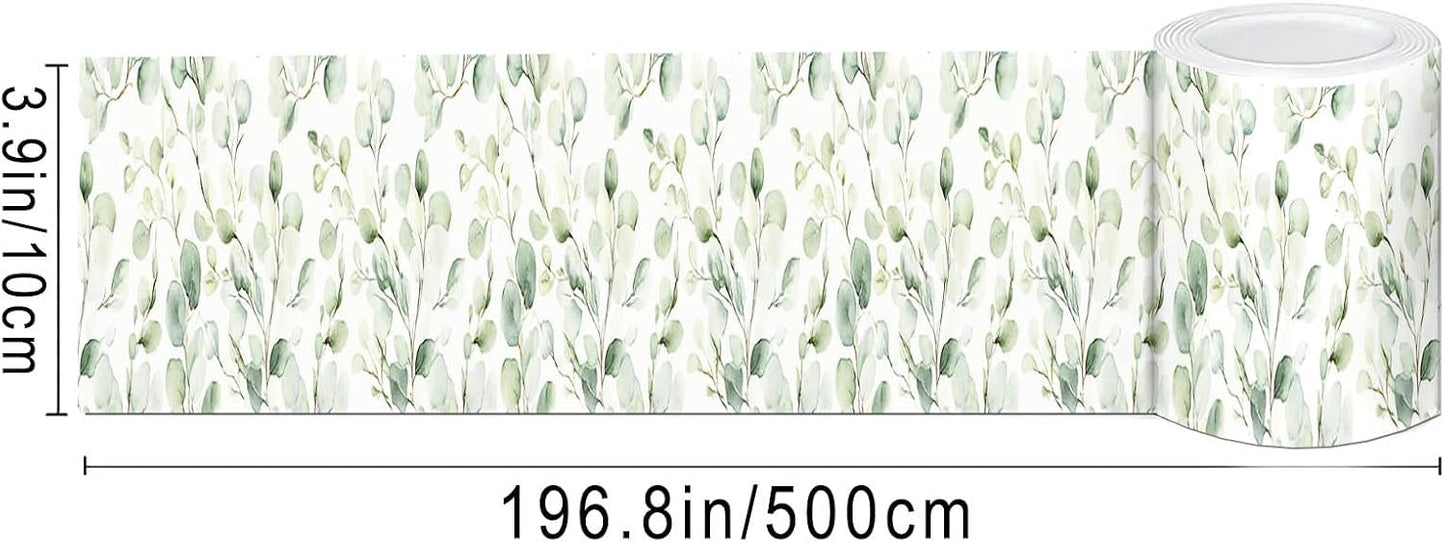 Wallpaper Border Peel and Stick / Eucalyptus Leaves / Green / 4 x 196