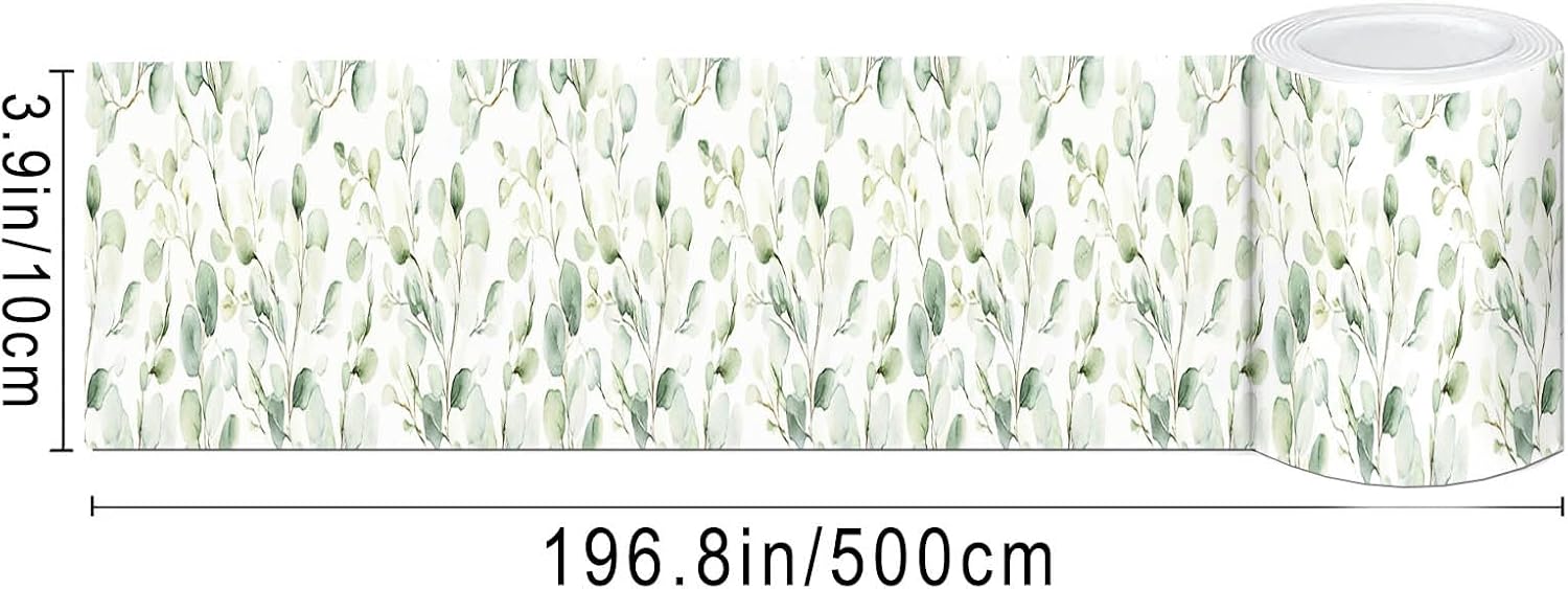 Wallpaper Border Peel and Stick / Eucalyptus Leaves / Green / 4 x 196