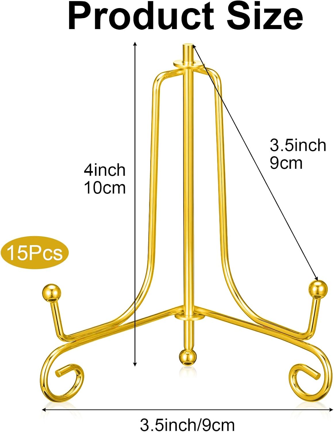 Plate Stands for Display / Gold / 4 Inch / Set of 15