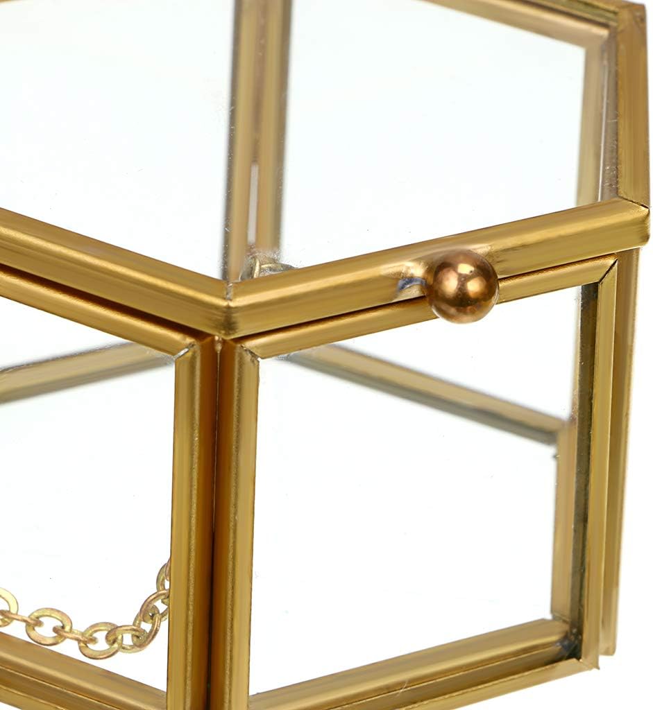 Golden Geometric Jewelry Display Organizer Keepsake Box Case Home Decorative Box / Small / Gold