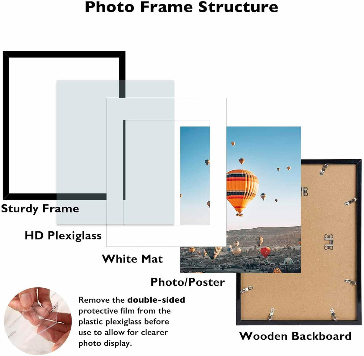 JCJMY 6 Packs 11x14 Picture Frames, Display 8x10 with Mat or 11x14 Without Mat, Black Gallery Wall Frame Set, 11 by 14