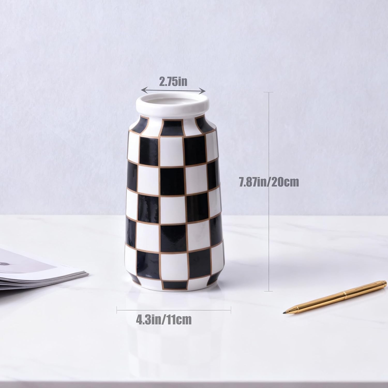 White Ceramic Vase / Black