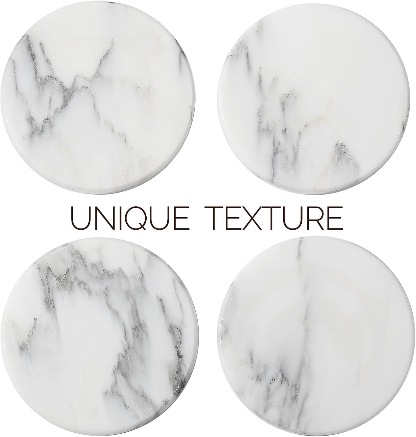 4" Stone Coaster for Drinks Coffee / Arabescato / Set of 4