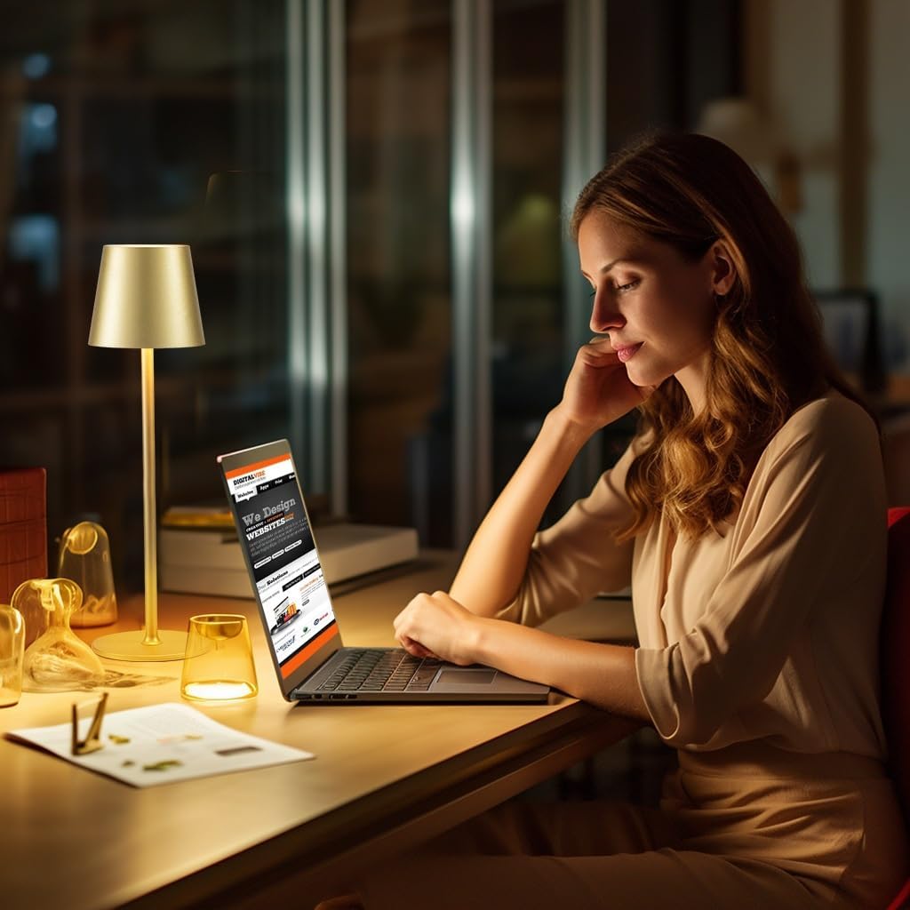 BGFHome 2 Pack Cordless Table Lamp LED Desk Lamps, 5000mAh Battery Operated, Rechargeable Touch Night Light, 3 Color