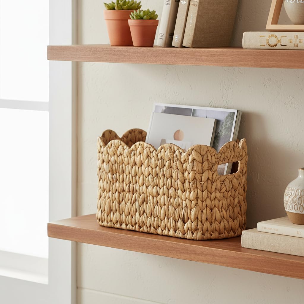 Scalloped Wicker Basket / Water Hyacinth