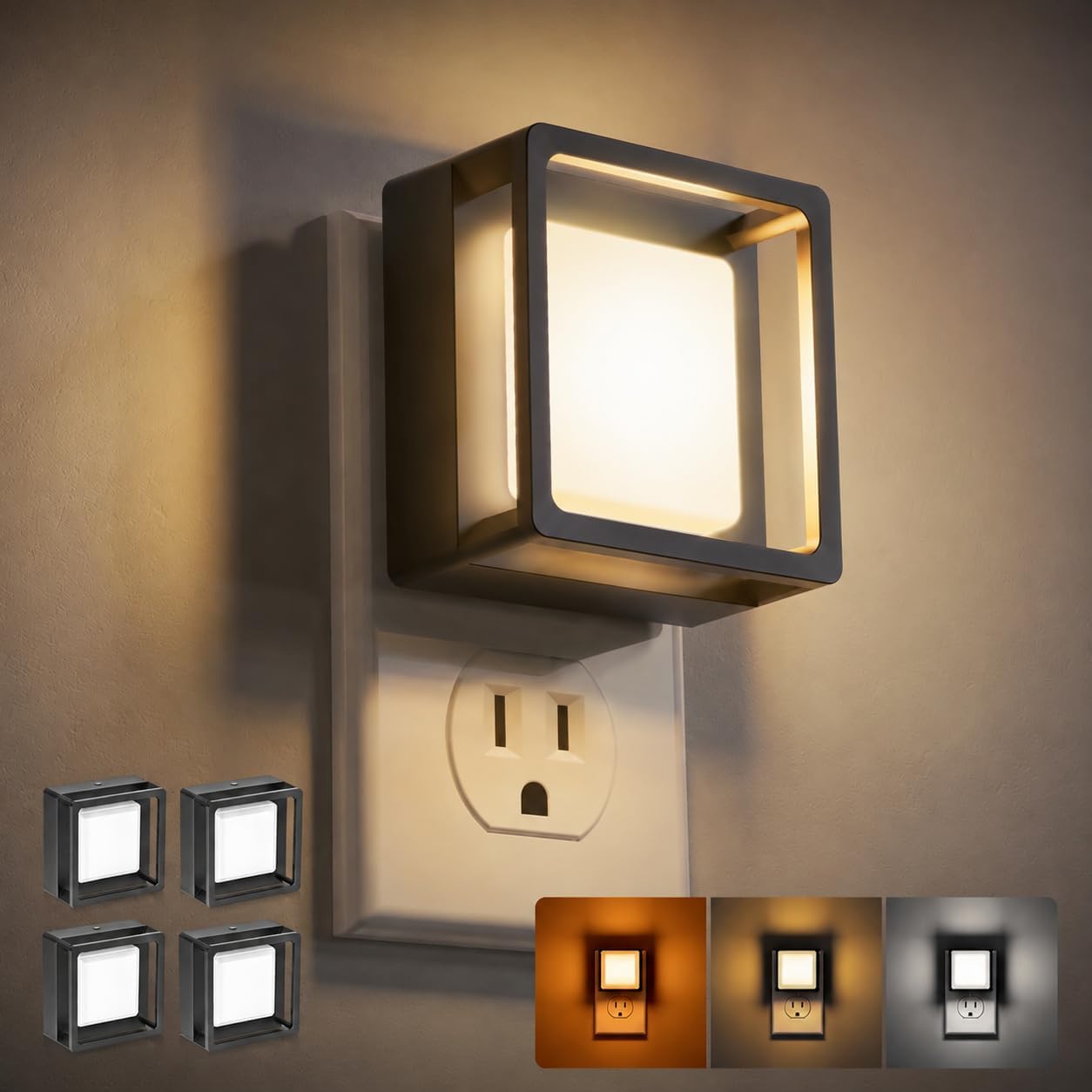 DORESshop LED Night Light,Night Lights Plug Into Wall [4 Pack],3CCT