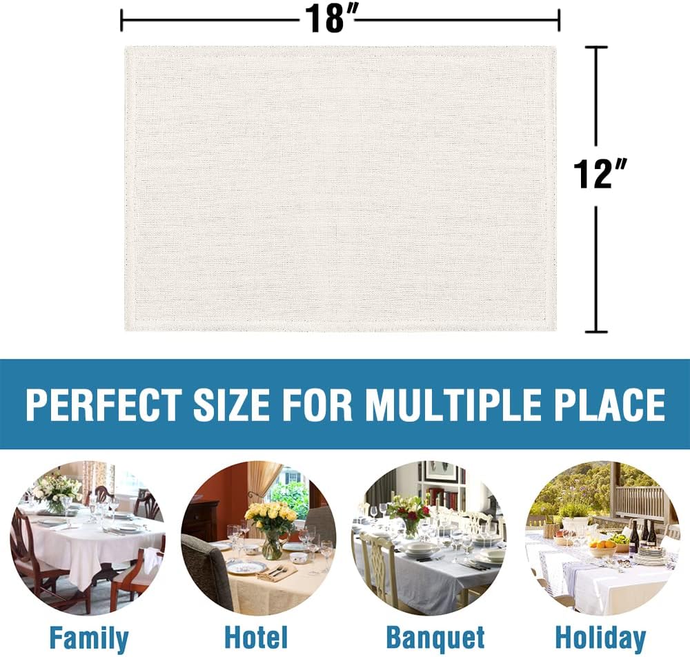 H.VERSAILTEX Linen Placemats Set of 8 Premium Solid Table Placemats for Dining Table Spill-Proof Waterproof Table Mats