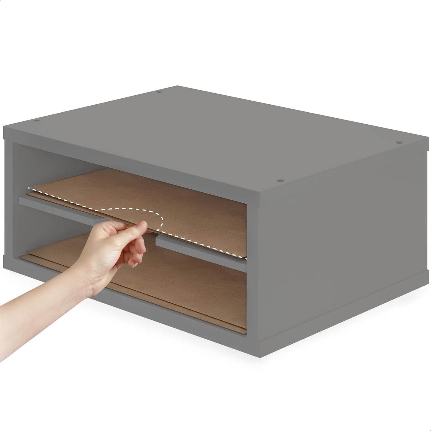 Ballucci File Organizer, 2-Tier Document Paper Sorter, Stackable Wood Desk Organizer Mail Holder, Monitor Stand with