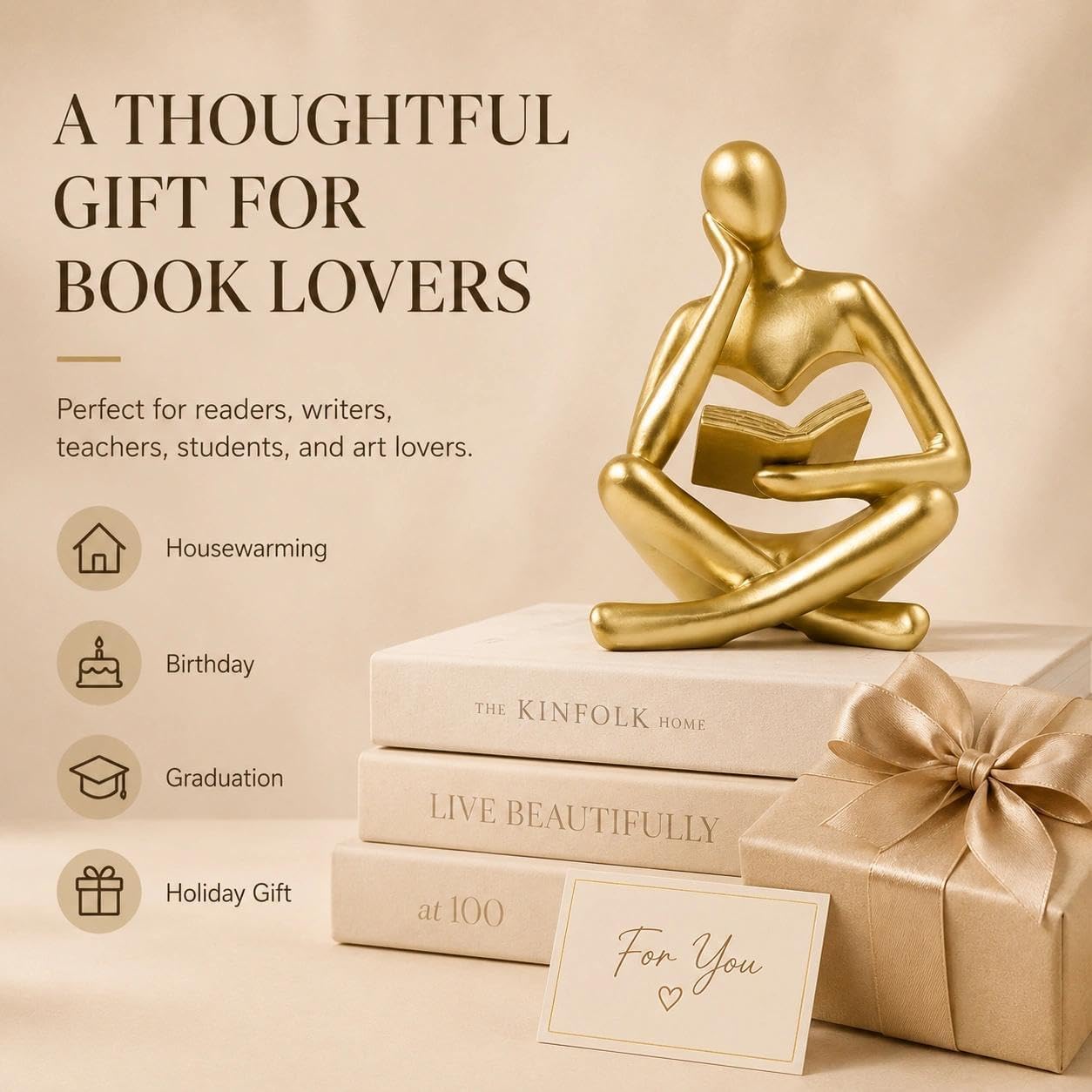 Abstract Reading Figurine Style A / Reader-gold-a