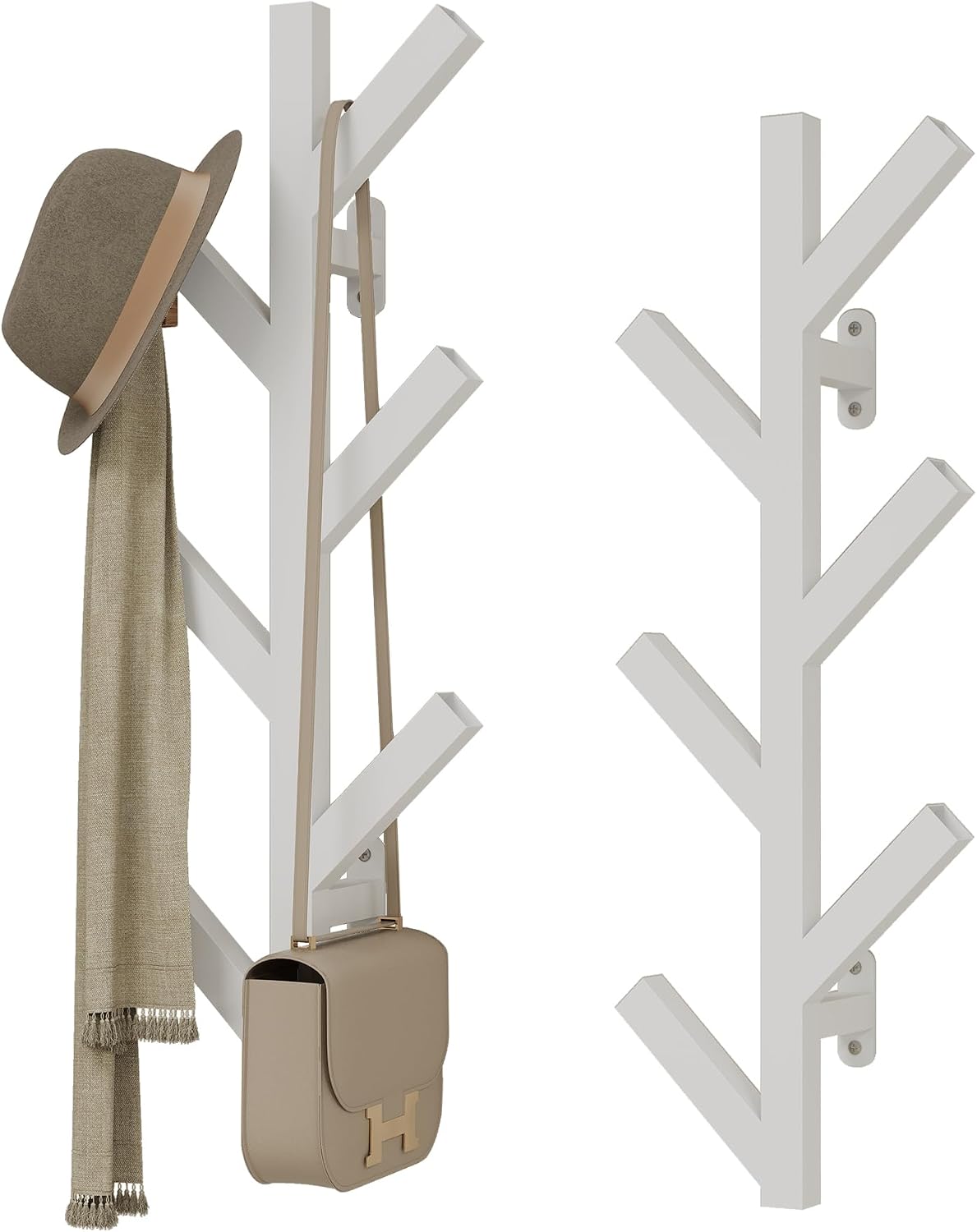 Vlush Wall Mounted Metal Coat Rack with 6 Hooks Modern Minimalist & Upright Coat Rack for Hanging Clothes, Hats