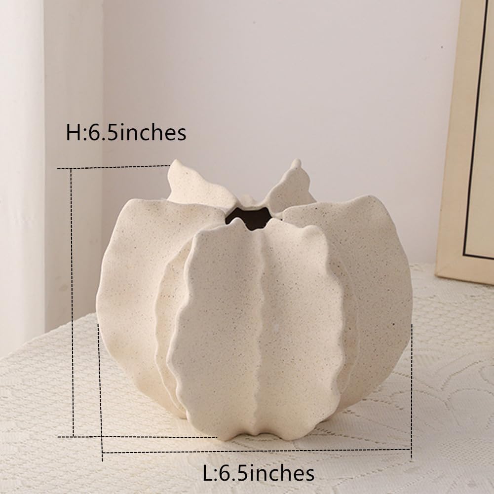 White Ceramic Vase Modern Home Decor / White-8