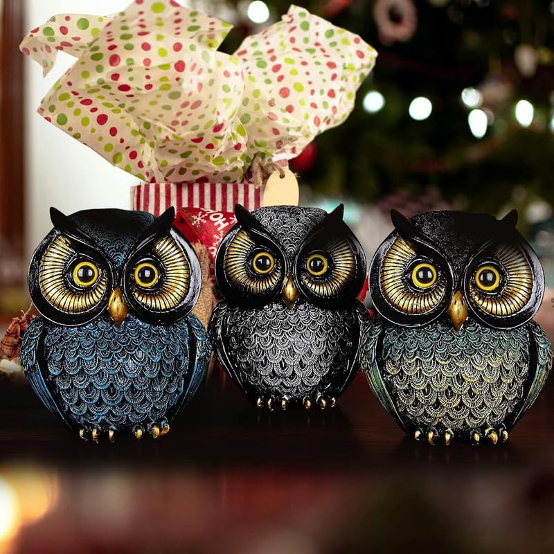 Small Figurines / Owl Statue Home Decor / Sliver