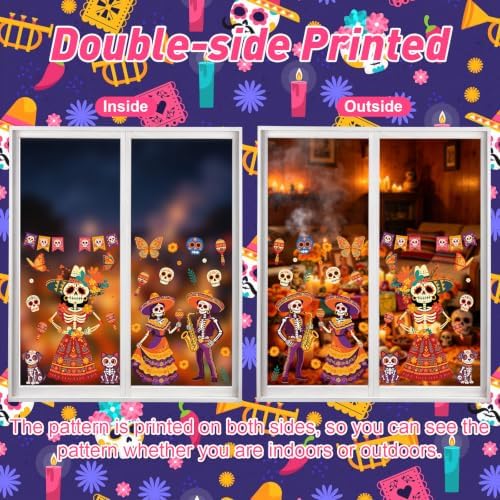 COCHIE Day of the Dead Sugar Skulls Window Clings 6 Sheets