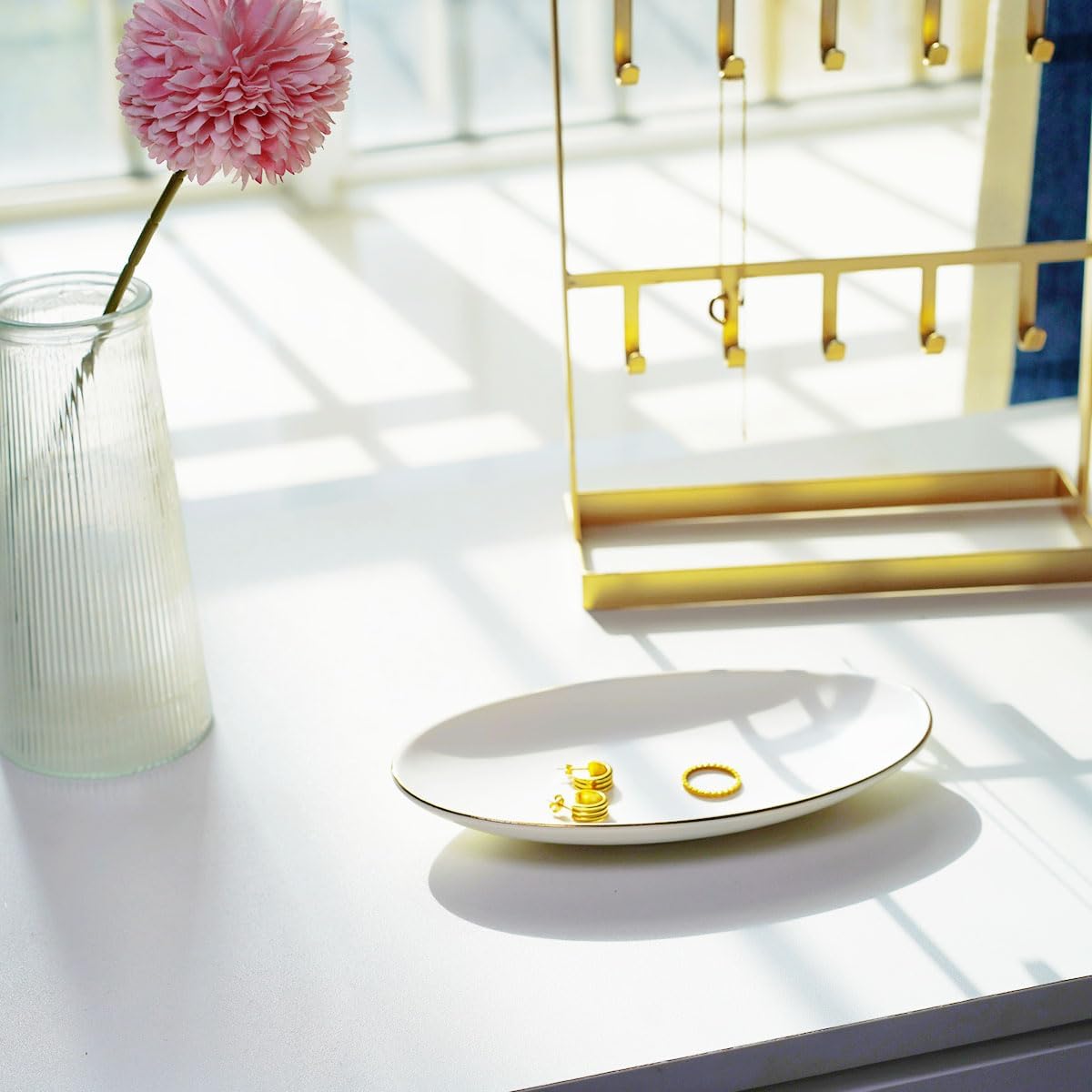 Key Dish Tray Catch All Bowl / White / 7 x 4