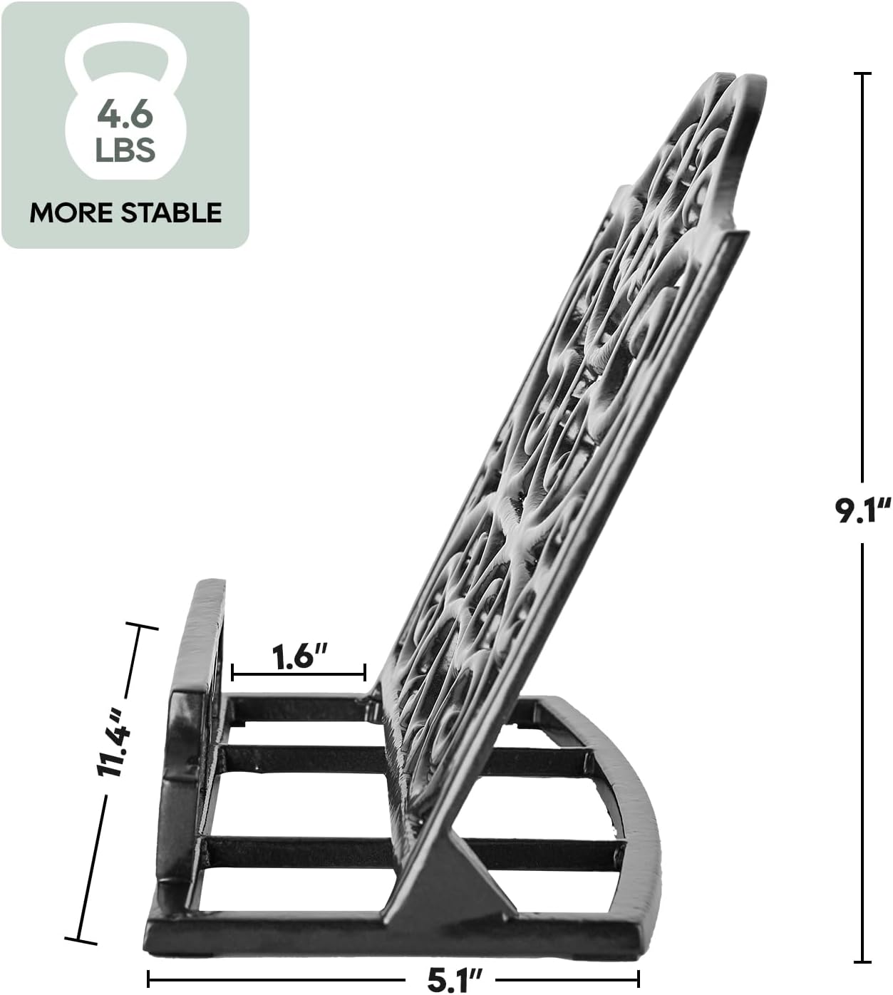 JOGREFUL Cast Iron Cookbook Stand, Kitchen Recipe Holder Scrollwork Black | Heavy-Duty Book Vintage Holder, Reading