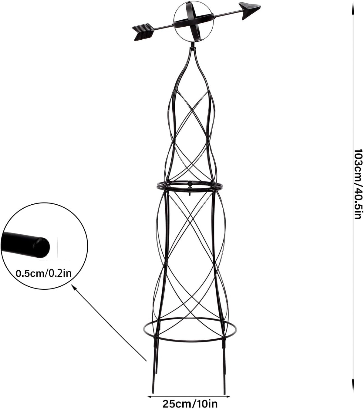 41" Obelisk Trellis for Climbing Plants - Indoor/Outdoor Support | Durable Plant Support for Outdoor Rose Bushes & Tall