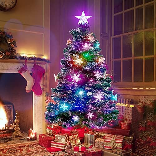 Prsildan 4 FT Fiber Optic Christmas Tree with Lights Artificial Xmas Trees
