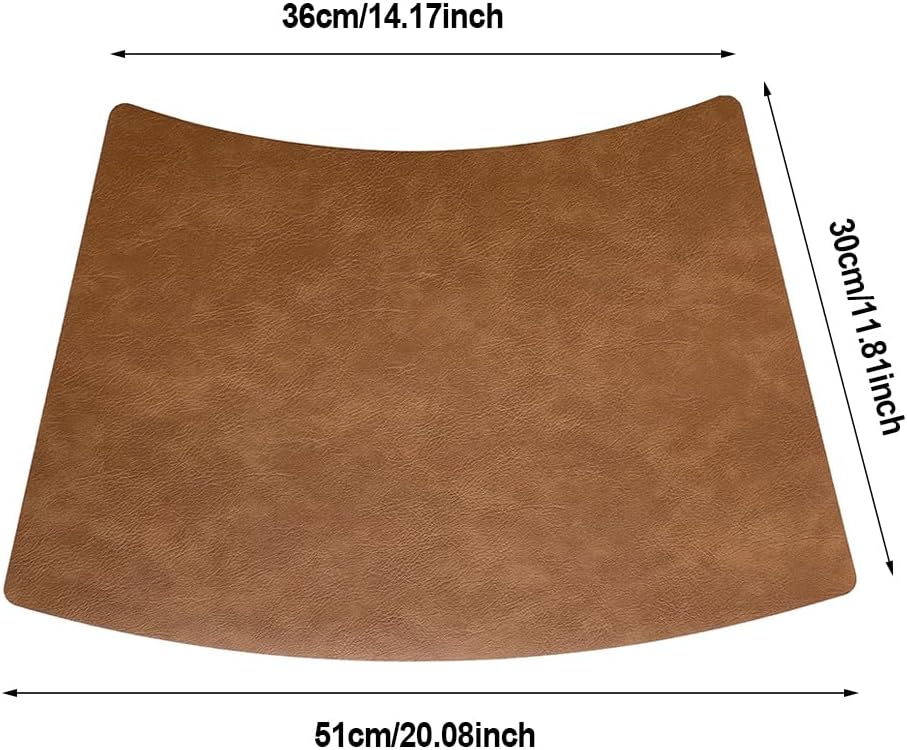 Leather Round Table Washable Placemats, Thick Faux Leather Heat Resistant Wedge Table Placemat, Waterproof Non-Slip