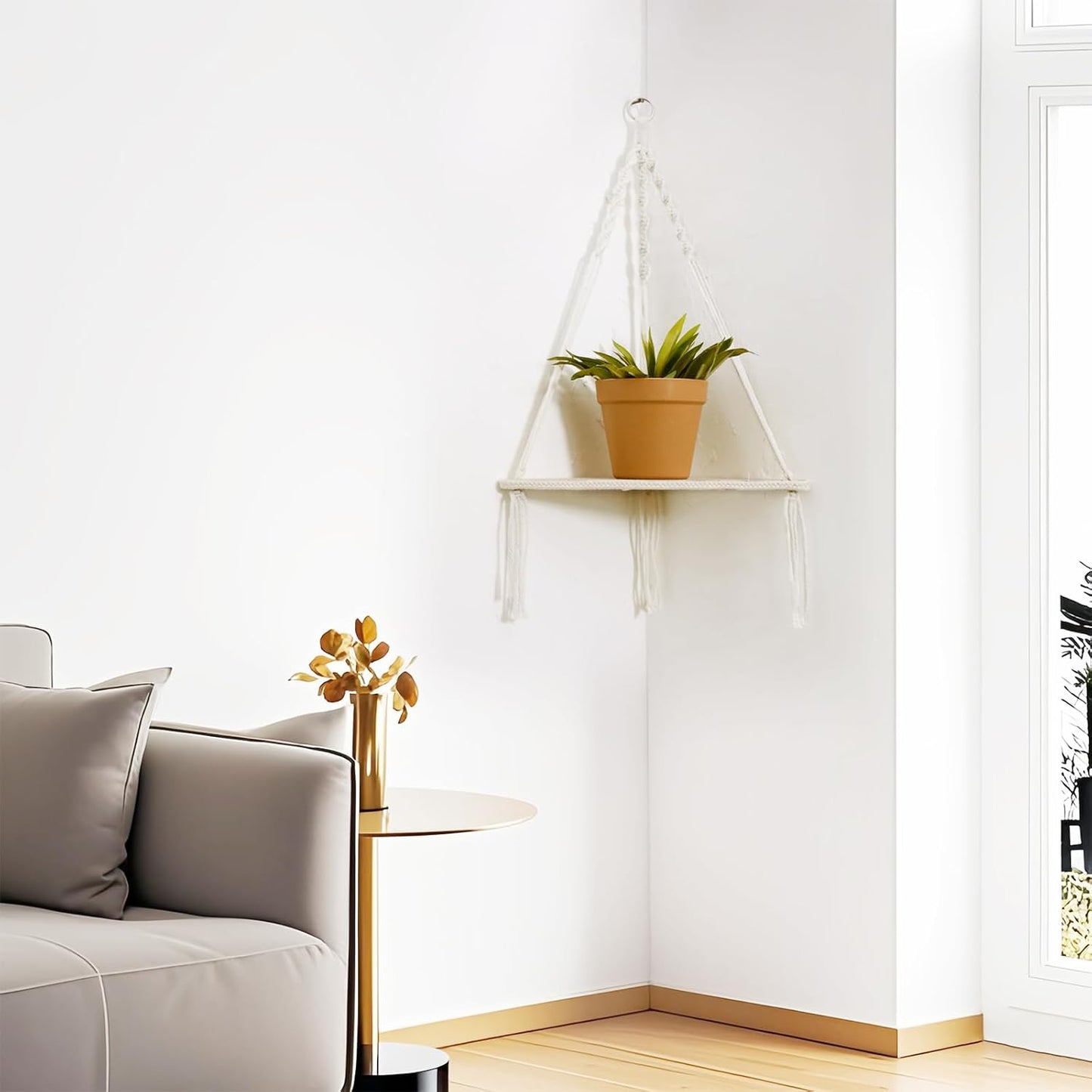 Rustic Wooden Plant Shelf / 1 Layer White