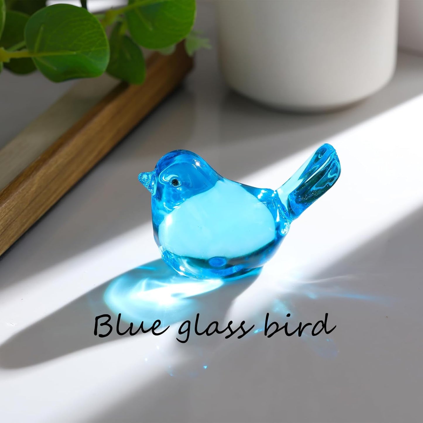 Art Glass Birds Collectible Figurines for Desk / Blue