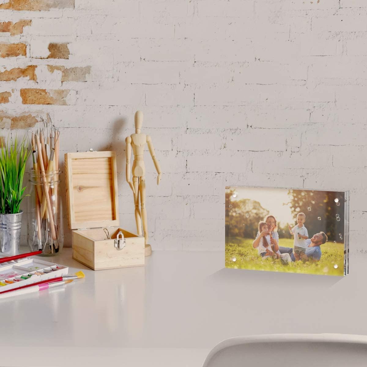 AITEE 4x6 Acrylic Picture Frames 3 Pack, Clear Picture Frames，20% Thicker | Freestanding Double Sided Magnetic Acrylic